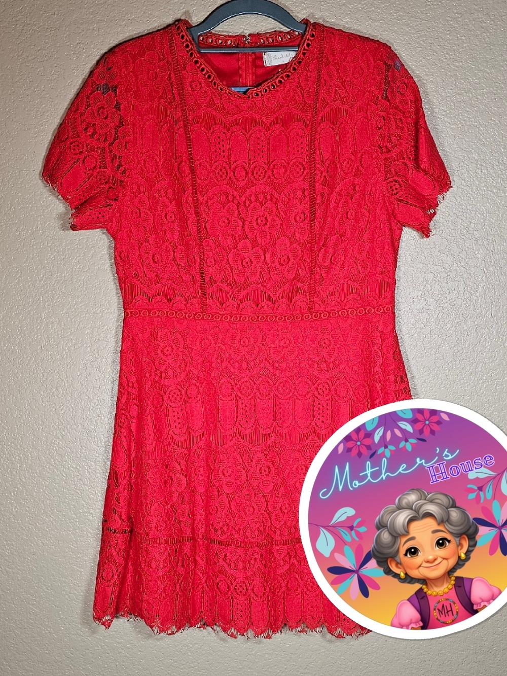 Altar'd State Red Lace Fit-and-Flare Dress